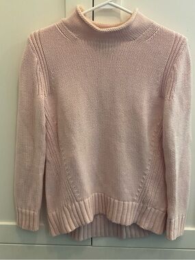 J. Crew Pink Roll Mock-Turtleneck Cotton Sweater Size XS